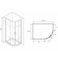 Душевой уголок Abber Schwarzer Diamant, 100 х 80 см, стекло прозрачное, профиль хром, AG01180