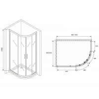 Душевой уголок Abber Schwarzer Diamant, 100 х 90 см, стекло прозрачное, профиль черный, AG01190B