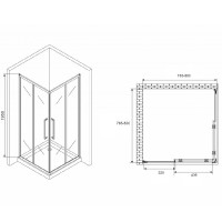 Душевой уголок Abber Schwarzer Diamant, 80 х 80 см, стекло прозрачное, профиль хром, AG02080H
