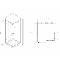 Душевой уголок Abber Schwarzer Diamant, 90 х 90 см, стекло прозрачное, профиль черный, AG02090B5