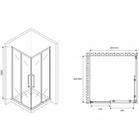 Душевой уголок Abber Schwarzer Diamant, 90 х 90 см, стекло прозрачное, профиль хром, AG02090H