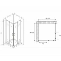 Душевой уголок Abber Schwarzer Diamant, 100 х 100 см, стекло прозрачное, профиль черный, AG02100B5