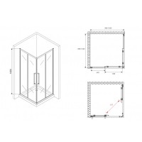 Душевой уголок Abber Schwarzer Diamant AG02100BDTH, 100 х 100 см, стекло тонированное, профиль черный