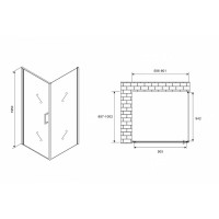 Душевой уголок Abber Sonnenstrand, 60 х 100 см, стекло прозрачное, профиль хром, AG04060-S100