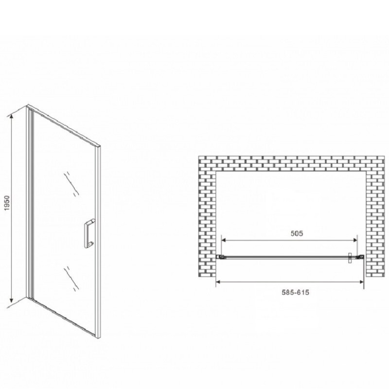 Душевая дверь Abber Sonnenstrand, 60 х 195 см, профиль хром, стекло матовое, AG04060M