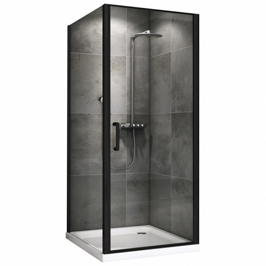 Душевой уголок Abber Sonnenstrand, 80 х 90 см, стекло прозрачное, профиль черный, AG04080B-S90B