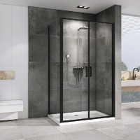 Душевой уголок Abber Sonnenstrand, 100 х 100 см, стекло прозрачное, профиль черный, AG04100BC-S100B