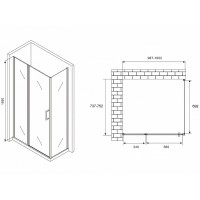Душевой уголок Abber Sonnenstrand, 100 х 75 см, стекло прозрачное, профиль черный, AG04100BS-S75B