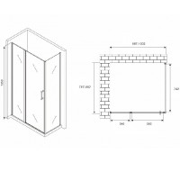 Душевой уголок Abber Sonnenstrand, 100 х 80 см, стекло прозрачное, профиль черный, AG04100BS-S80B