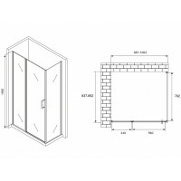 Душевой уголок Abber Sonnenstrand, 100 х 85 см, стекло прозрачное, профиль черный, AG04100BS-S85B