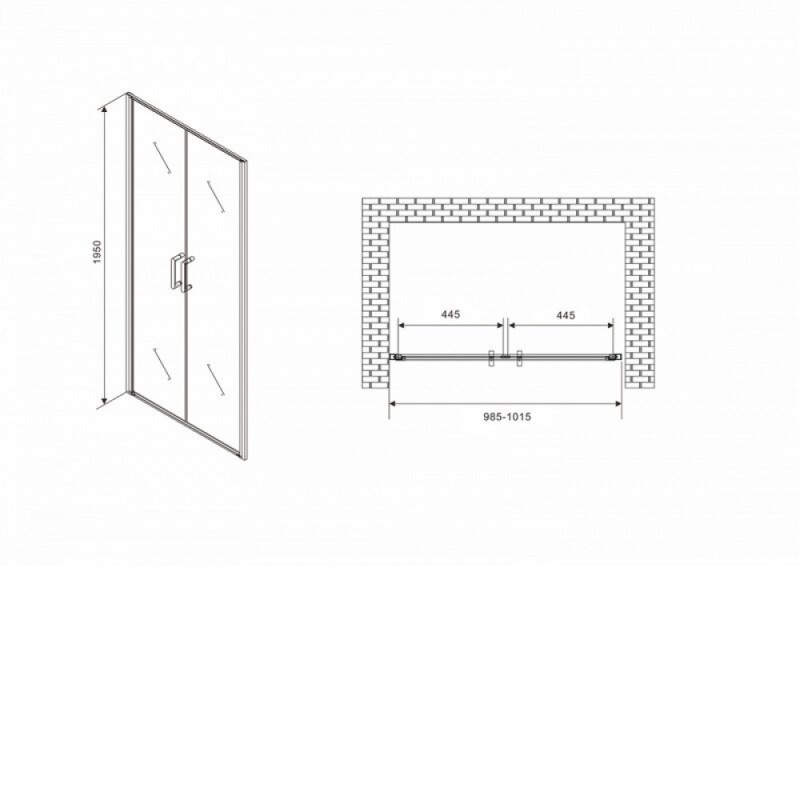 Душевая дверь Abber Sonnenstrand, 100 х 195 см, профиль хром, стекло прозрачное, AG04100C