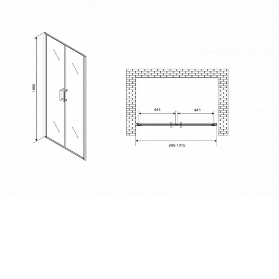Душевая дверь Abber Sonnenstrand, 100 х 195 см, профиль хром, стекло прозрачное, AG04100C