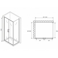 Душевой уголок Abber Sonnenstrand, 100 х 85 см, стекло прозрачное, профиль хром, AG04100C-S85