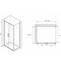 Душевой уголок Abber Sonnenstrand, 100 х 90 см, стекло прозрачное, профиль хром, AG04100C-S90