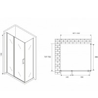 Душевой уголок Abber Sonnenstrand, 100 х 75 см, стекло матовое, профиль хром, AG04100MS-S75M