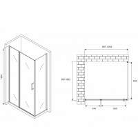 Душевой уголок Abber Sonnenstrand, 100 х 90 см, стекло матовое, профиль хром, AG04100MS-S90M