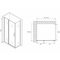 Душевой уголок Abber Sonnenstrand, 110 х 75 см, стекло прозрачное, профиль черный, AG04110BS-S75B