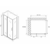 Душевой уголок Abber Sonnenstrand, 110 х 85 см, стекло прозрачное, профиль черный, AG04110BS-S85B
