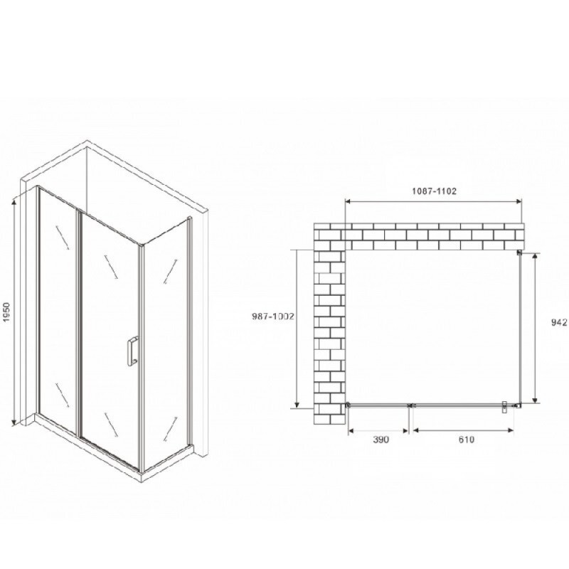 Душевой уголок Abber Sonnenstrand, 110 х 100 см, стекло прозрачное, профиль хром, AG04110S-S100