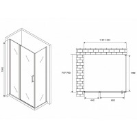 Душевой уголок Abber Sonnenstrand, 120 х 75 см, стекло прозрачное, профиль черный, AG04120BS-S75B