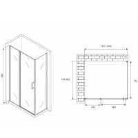 Душевой уголок Abber Sonnenstrand, 120 х 80 см, стекло прозрачное, профиль черный, AG04120BS-S80B