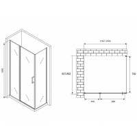 Душевой уголок Abber Sonnenstrand, 120 х 85 см, стекло прозрачное, профиль черный, AG04120BS-S85B