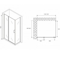 Душевой уголок Abber Sonnenstrand, 120 х 90 см, стекло матовое, профиль хром, AG04120MS-S90M