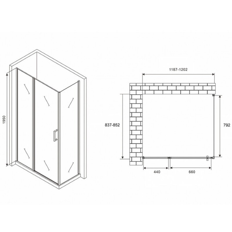 Душевой уголок Abber Sonnenstrand, 120 х 85 см, стекло прозрачное, профиль хром, AG04120S-S85