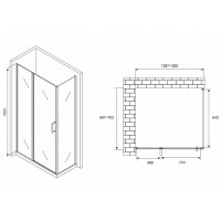 Душевой уголок Abber Sonnenstrand, 130 х 70 см, стекло прозрачное, профиль хром, AG04130S-S70