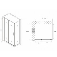 Душевой уголок Abber Sonnenstrand, 130 х 75 см, стекло прозрачное, профиль хром, AG04130S-S75