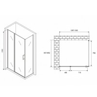 Душевой уголок Abber Sonnenstrand, 130 х 85 см, стекло прозрачное, профиль хром, AG04130S-S85
