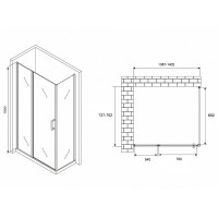 Душевой уголок Abber Sonnenstrand, 140 х 75 см, стекло прозрачное, профиль хром, AG04140S-S75