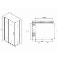 Душевой уголок Abber Sonnenstrand, 140 х 80 см, стекло прозрачное, профиль хром, AG04140S-S80