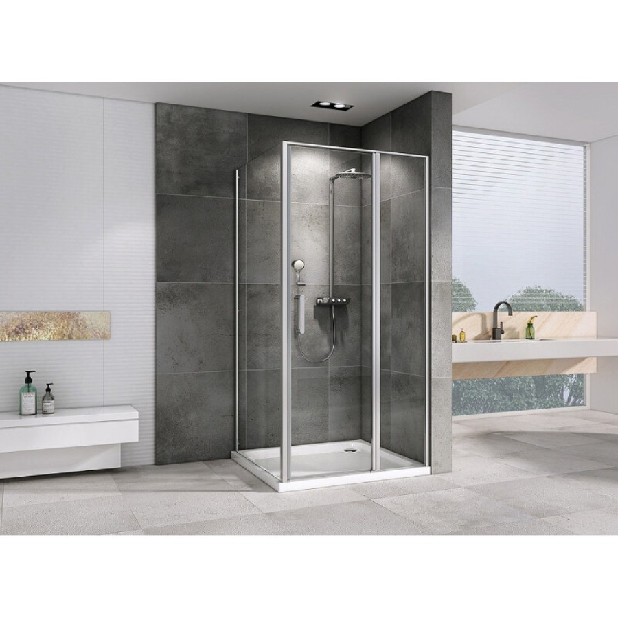 Душевой уголок Abber Sonnenstrand, 140 х 85 см, стекло прозрачное, профиль хром, AG04140S-S85