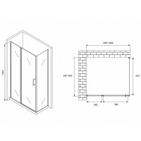 Душевой уголок Abber Sonnenstrand, 140 х 90 см, стекло прозрачное, профиль хром, AG04140S-S90