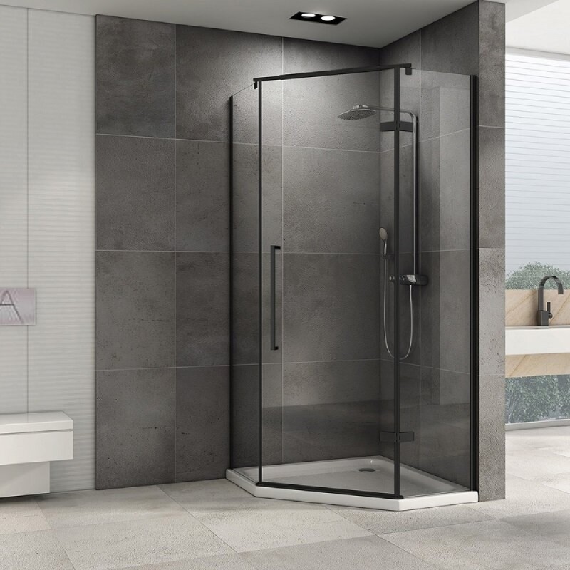 Душевой уголок Abber Ewiges Wasser AG05100B, 100 х 100 х 195 см, стекло прозрачное, профиль черный