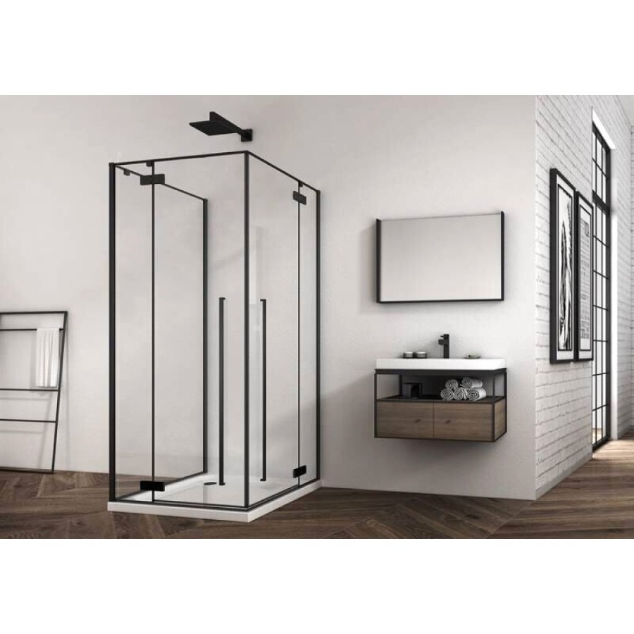 Душевой уголок Abber Eins AG06099B, 90 х 90 см, стекло прозрачное, профиль черный