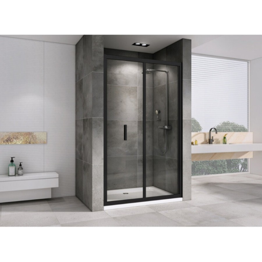 Душевая дверь Abber Sonnenstrand AG07120B, 120 х 195 см, стекло прозрачное, профиль черный