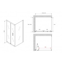 Душевой уголок Abber Sonnenstrand AG07120B-S100B, 120 х 100 см, стекло прозрачное, профиль черный