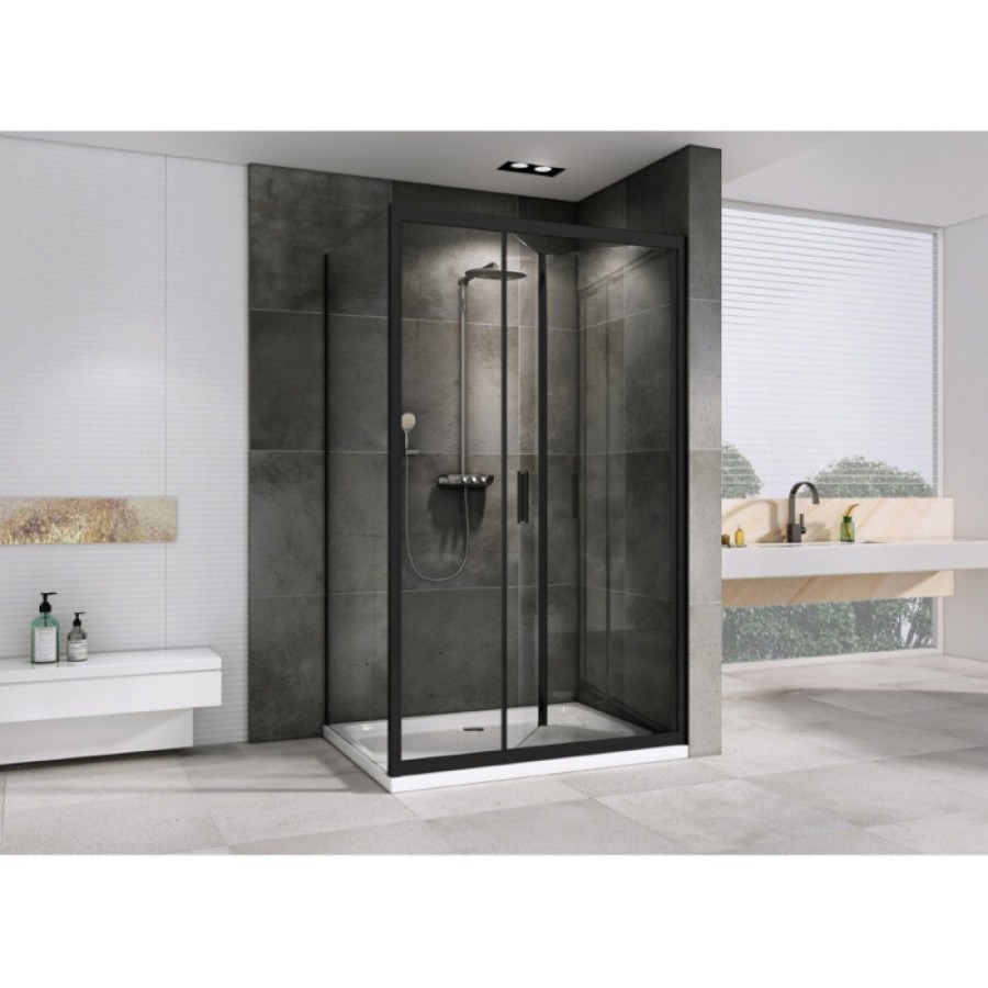 Душевой уголок Abber Sonnenstrand AG07120B-S75B, 120 х 75 см, стекло прозрачное, профиль черный