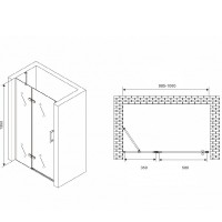 Душевая дверь Abber Zart, 100 х 195 см, стекло прозрачное, профиль хром, AG08100