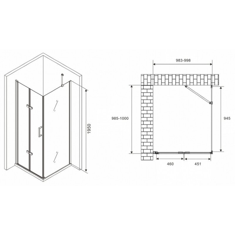 Душевой уголок Abber Zart, 100 х 100 см, стекло прозрачное, профиль хром, AG08100P-S101