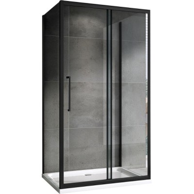 Душевой уголок Abber Schwarzer Diamant AG30100BH-S50B-S50B, 100 х 50 см, стекло прозрачное, профиль черный