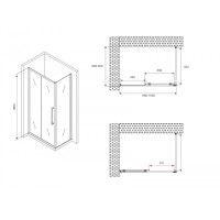 Душевой уголок Abber Schwarzer Diamant AG30100BMH-S90BM, 100 х 90 см, стекло матовое, профиль черный