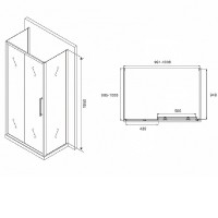Душевой уголок Abber Schwarzer Diamant, 100 х 100 см, стекло прозрачное, профиль хром, AG30100H-S100-S100