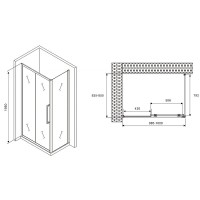 Душевой уголок Abber Schwarzer Diamant, 100 х 85 см, стекло прозрачное, профиль хром, AG30100H-S85