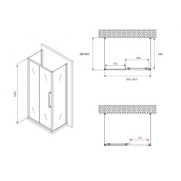 Душевой уголок Abber Schwarzer Diamant AG30100MH-S60M-S60M, 100 х 60 см, стекло матовое, профиль хром