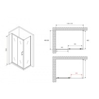 Душевой уголок Abber Schwarzer Diamant AG30110B5-S50B5, 110 х 50 см, стекло прозрачное, профиль черный
