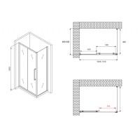 Душевой уголок Abber Schwarzer Diamant AG30110H-S50, 110 х 50 см, стекло прозрачное, профиль хром