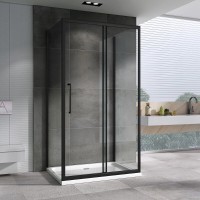 Душевой уголок Abber Schwarzer Diamant AG30120BH-S50B-S50B, 120 х 50 см, стекло прозрачное, профиль черный